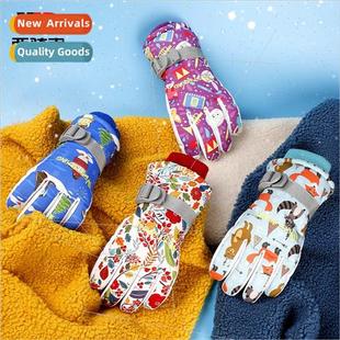 Childrens warm gloves ski gloves winter padded cute kids out