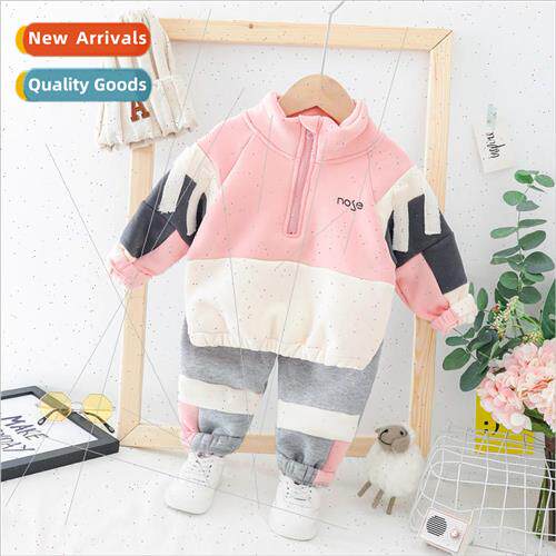 Autumn and winter new Korean  of the childrens color blockin