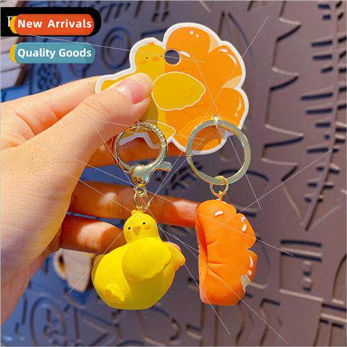 Couple pair buckle bread chick keychain creative cute exquis