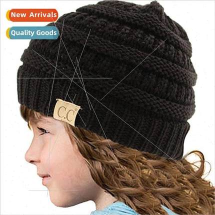 Childrens wool knitted hat baby pullover hat outdoor warm ro