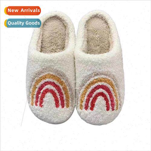 New warm home rainbow cartoon winter cotton slippers men and