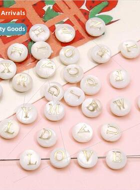 Freshwater shell stamping 26 letters beads loose beads DIY b