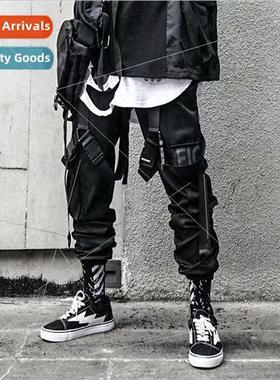 function wind pants mens fall and winter paratrooper drawstr