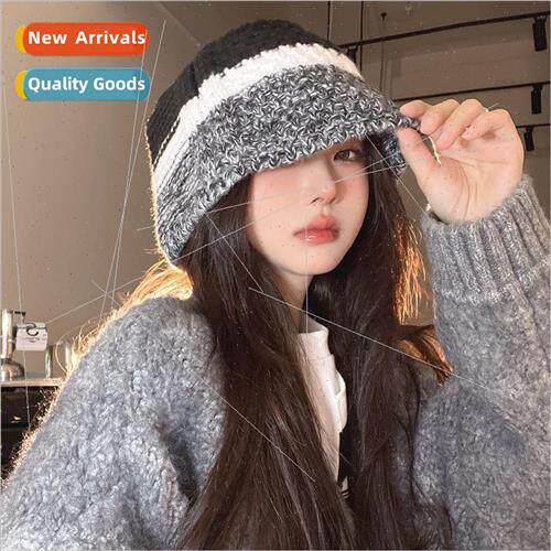 Autumn and winter new Korea ins striped colorful knitted woo