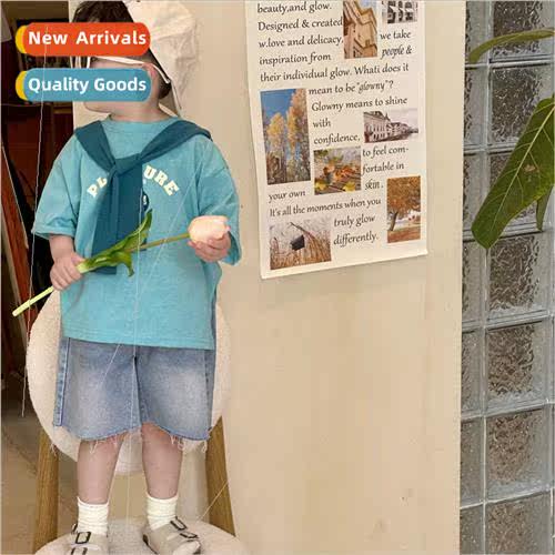 Childrens short-sleeved 2023 summer new Korean boys and girl