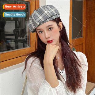 Hundreds of new British color combination plaid beret childr
