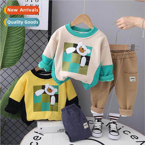 Boys suit 2023 winter new square bear colorful Korean cotton