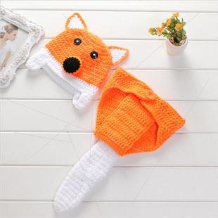 Orange and yellow fox tail shape Newborn baby 100 days hand