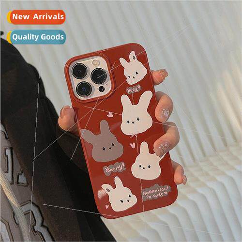 Retro burgundy bottom 13Pro max cartoon rabbit iPhone 12 适