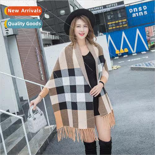 Autumn and winter new ladies double-sided plaid cashmere sha