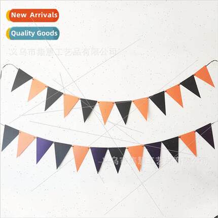 Halloween Theme Decoration Pull Flag Black Orange Purple Tri