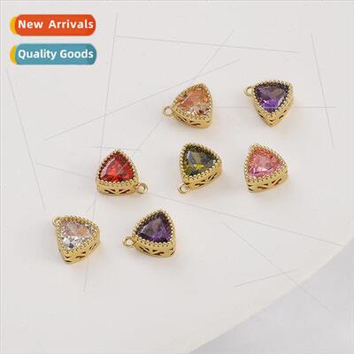 Color preservation 14k gold inlaid triangle colored zirconiu