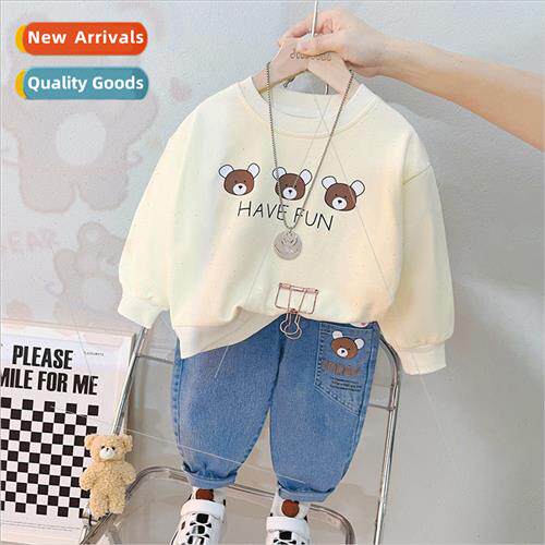 Childrens long-sleeved sweater pants two-piece spring new ba