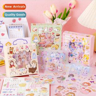 Cartoon handbook sticker set PET waterproof stickers girl he
