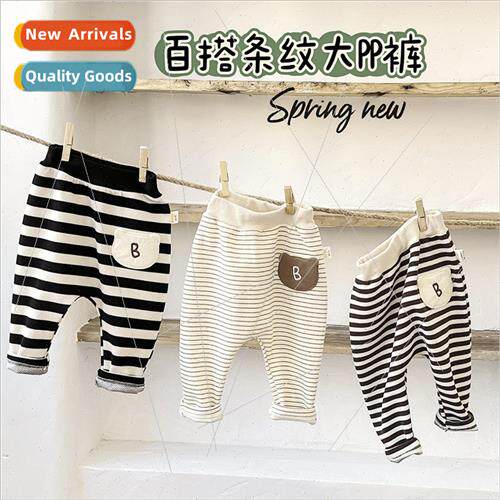 Spring newborn baby striped pants men and women baby cartoon