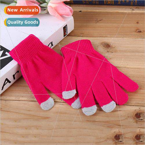Autumn and winter warm knitted touch screen gloves Korean ou