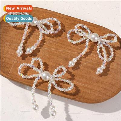 INS pearl illusion crystal crystal bow diy handmade weaving