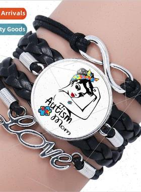 AUTISM MOM Black Puzzle Bracelet Autism Childrens  Handmade