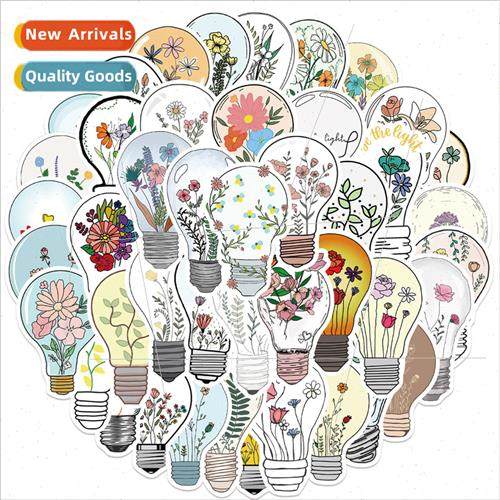 50 cartoon light bulb floral doodle stickers can be decorate