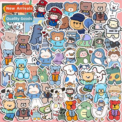 ins cute bear rabbit expression handbook stickers blue depar