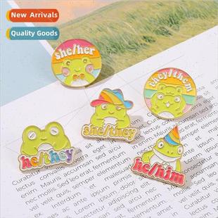 Brooch Metal Pin Rainbow Corsa Lapel Frog Sweater Cute Badge