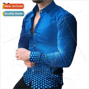 mens gradient long spring lapel new printing 2023 digital