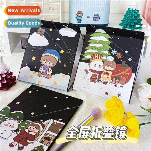 Folding Cosmetic Mirror Dormitory Makeup Book Desktop Cute L
