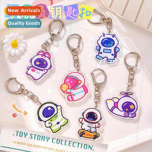 Cartoon astronaut keychain cute acrylic spaceman decorative