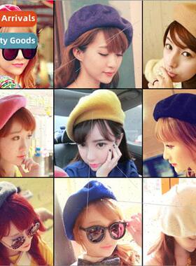 Peipai Korea new fall and winter wool beret princess hat Ms.
