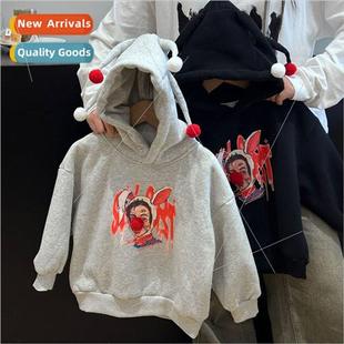 Korean cartoon winter hooded with new children 2023 the