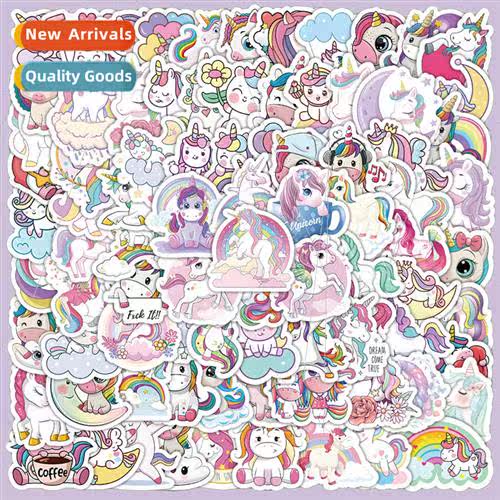 100 unicorn stickers cute cartoon graffiti handbook stickers