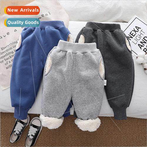 Childrens warm pants winter new pants boys high waist pants