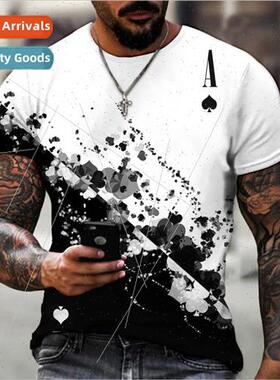 Ace of Spades Playing Cards 3D Printed Summer Mens T-Shirt S
