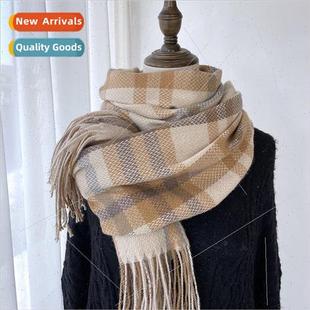 2022 new printed scarf nec plaid female cashmere Winter faux