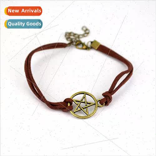 Personalized Fashion New Pentagram Alloy Hand-Woven Leather