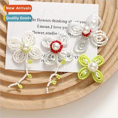 Small perfume summer literary large pearl flower earrings di