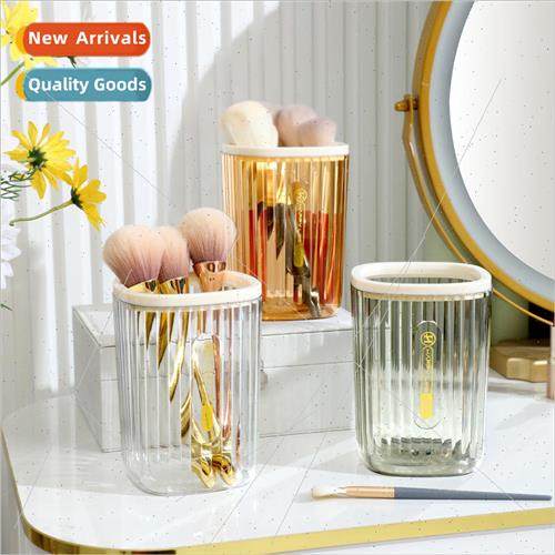 Transparent desktop trash can household light luxury pressur