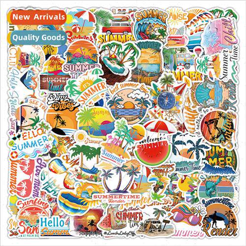 50 Summer Time Stickers Summer Beach Surf Coconut Watermelon