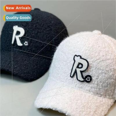 Hat female big head circumference fall and winter R letters