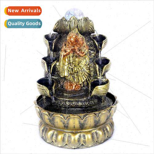 India Buddha Elephant Water Crafts Resin Flowing Fountain Or