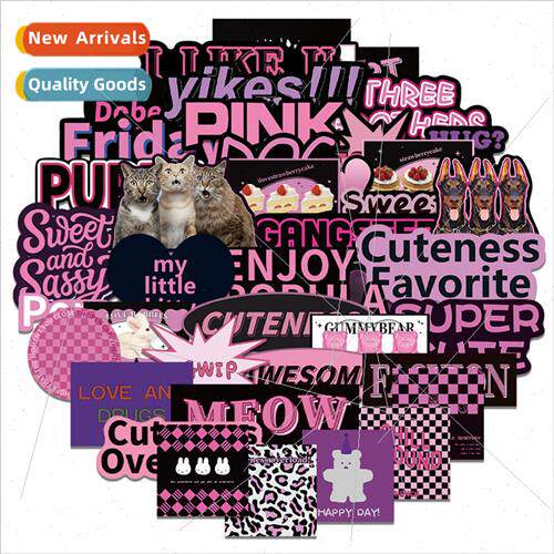 55 hip cool text stickers black and purple DIY trolley case