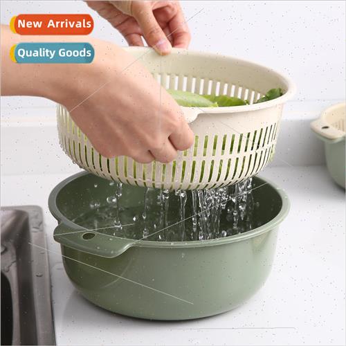 Kitchen household double draining basket dishwashing basket