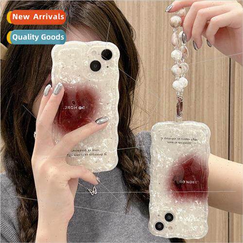 INS Wine Red Halo Dye Love Shell Pattern iPhone 15 Bracelet
