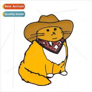 Metal Brooch Creative Cute Cowboy Cat Western Lapel Mr.