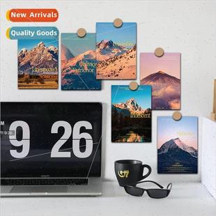 Gentle Afterglow Sunset Card Mountain Decorative Wal Gold