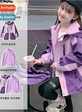 Girls 3 in 1 jacket fall and winter  2023 new Yanqi fall clo
