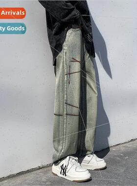 Denim pants mens spring Korean loose straight youth Hong Kon