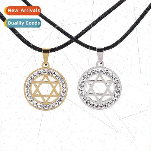 Stainless Steel Jewelry Mens Necklace Round with Diamonds He