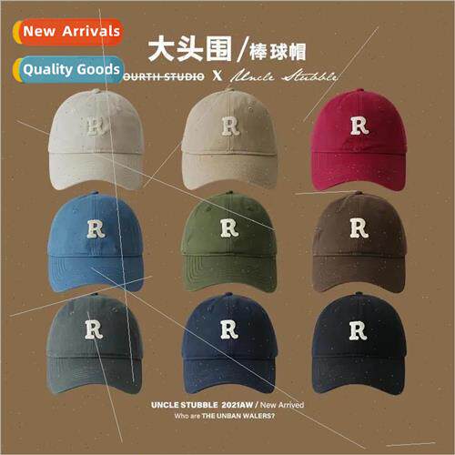 R label coffee color baseball cap female big head circumfere