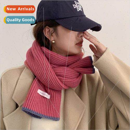 Solid color white knitted scarf autumn and winter female Kor